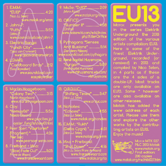 Back side from the sleeve from the compilation CD "EU13"